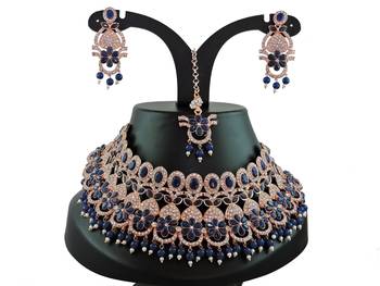 Blue designer function wear ad necklace set 1