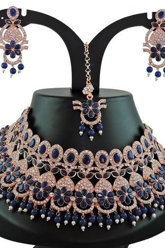 Blue designer function wear ad necklace set
