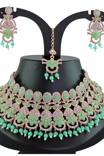 Green designer function wear ad necklace set