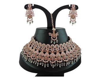 Grey designer function wear ad necklace set 1