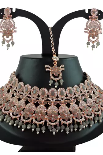 Grey designer function wear ad necklace set