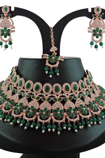 Green designer function wear ad necklace set