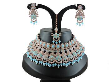 Turquoise designer function wear ad necklace set 1