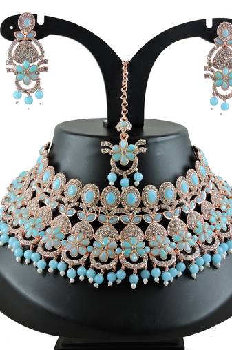Turquoise designer function wear ad necklace set