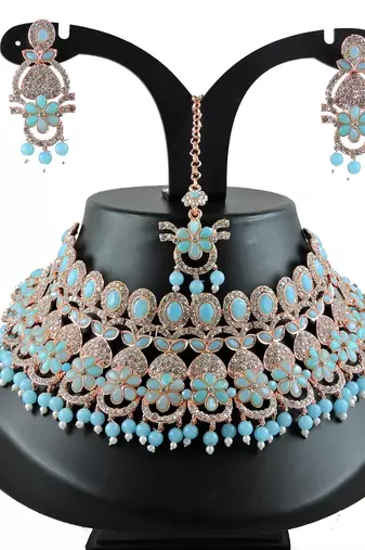 Turquoise designer function wear ad necklace set