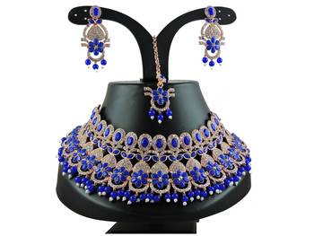 Blue designer function wear ad necklace set 1