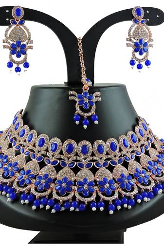 Blue designer function wear ad necklace set