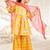 Girl's orange floral print kurta sharara set with dupatta - traditional raksha bandhan ethnic wear for kids (22-30)