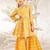 Girl's orange floral print kurta sharara set with dupatta - traditional raksha bandhan ethnic wear for kids (22-30)
