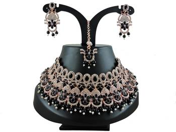 Black designer function wear ad necklace set 1