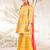 Girl's orange floral print kurta sharara set with dupatta - traditional raksha bandhan ethnic wear for kids (22-30)