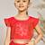 Girl's Traditional Red Silk Lehenga Set with Thread Embroidery and Gold Dupatta for Wedding Party Wear (22-30)