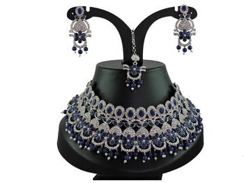 Blue designer function wear ad necklace set 1