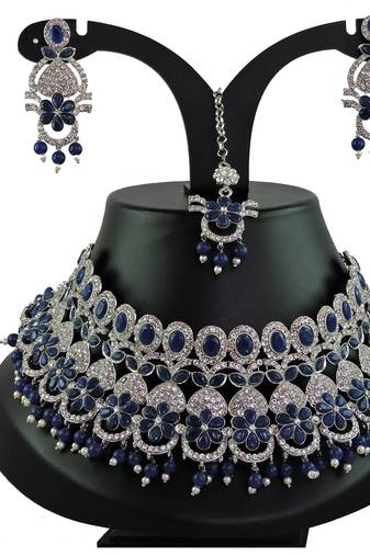 Blue designer function wear ad necklace set