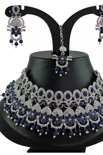 Blue designer function wear ad necklace set
