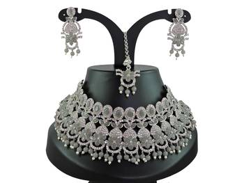 Grey designer function wear ad necklace set 1