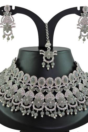 Grey designer function wear ad necklace set