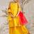 Girl's traditional raksha bandhan outfit - mustard rayon kurta palazzo set with organza dupatta for festival wear