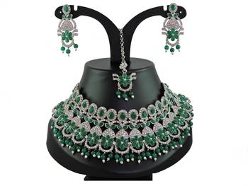 Green designer function wear ad necklace set 1