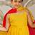 Girl's traditional raksha bandhan outfit - mustard rayon kurta palazzo set with organza dupatta for festival wear