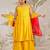 Girl's traditional raksha bandhan outfit - mustard rayon kurta palazzo set with organza dupatta for festival wear