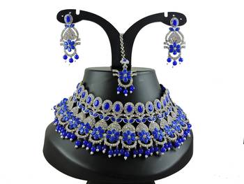 Blue designer function wear ad necklace set 1
