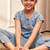 Girl's aqua cotton yoga kurta set with straight pants for kids (age 9-15 years)