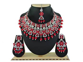 Red designer function wear ad necklace set 1