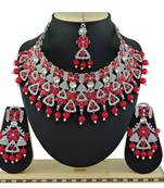 Red designer function wear ad necklace set