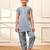 Girl's aqua cotton yoga kurta set with straight pants for kids (age 9-15 years)