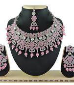 Pink designer function wear ad necklace set
