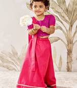 Girl's Traditional Purple Cotton Lehenga Set with Thread Embroidery and Dupatta for Festival Wear (22-30)