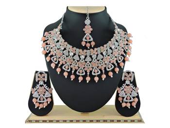 Orange designer function wear ad necklace set 1