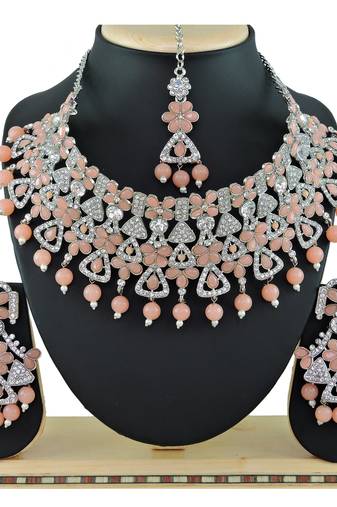 Orange designer function wear ad necklace set