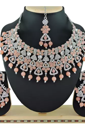 Orange designer function wear ad necklace set