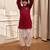 Girl's maroon embroidered cotton yoga kurta set with white harem pants (age 9-15 years)