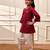 Girl's maroon embroidered cotton yoga kurta set with white harem pants (age 9-15 years)