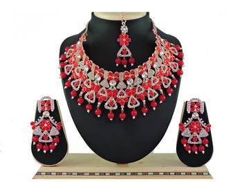 Red designer function wear ad necklace set 1