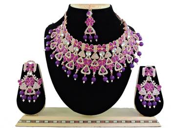 Purple designer function wear ad necklace set 1