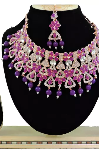 Purple designer function wear ad necklace set