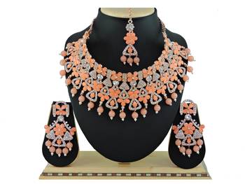 Orange designer function wear ad necklace set 1