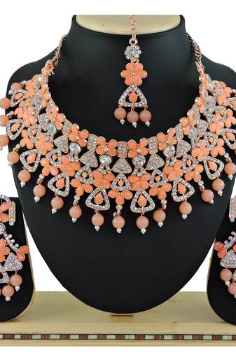 Orange designer function wear ad necklace set