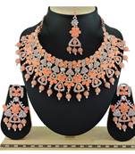 Orange designer function wear ad necklace set