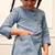 Girl's aqua cotton kurta set with kantha embroidery
