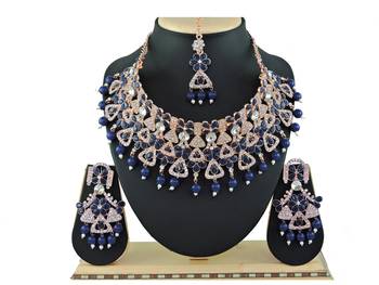 Blue designer function wear ad necklace set 1