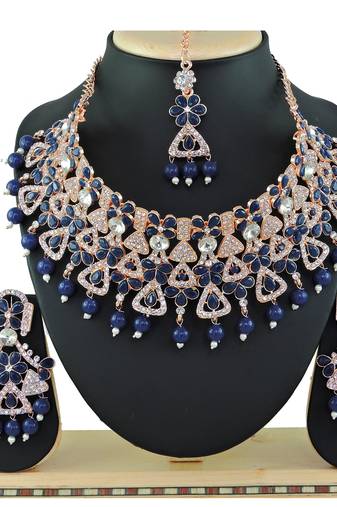 Blue designer function wear ad necklace set
