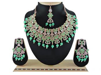 Green designer function wear ad necklace set 1