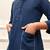 Girl's navy blue cotton kurta set with kantha embroidery