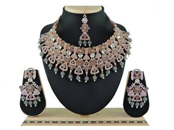 Grey designer function wear ad necklace set 1