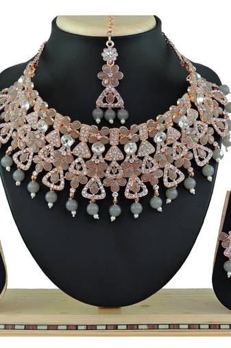 Grey designer function wear ad necklace set